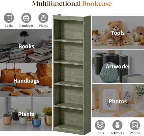 5 Tier Bookshelf,Open Storage Book Shelf,68 Inch Bookcase