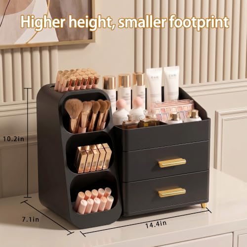 Large Capacity Makeup Organizer Countertop with Makeup Brush Holder for Vanity, Thickened Material, Bathroom Countertop 