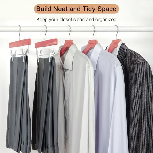 TOPIA HANGER Red Cedar Wooden Hangers 24 Pack, Premium Sweater Hangers No Shoulder Bump, 360° Swivel Hook and Cut Notches Clothes Hangers for Sweater, Coat, Shirts, Jackets, Dress, CT85C