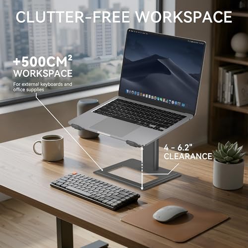 SOUNDANCE Adjustable Laptop Stand, Aluminum Riser, 10-17.3", Grey