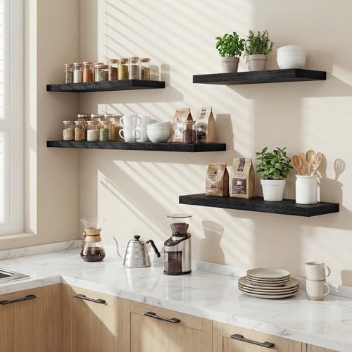 Acovy Floating Shelves for Wall 9 Inch,9.3" Deep Square Floating Shelf Set of 3,Wall Shelves Hanging Shelf with Invisibl