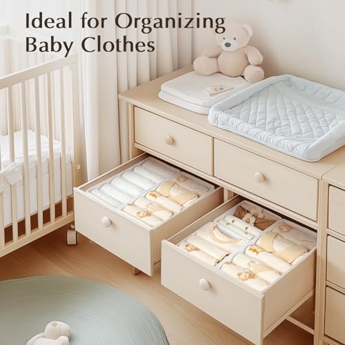 DIMJ Drawer Organizers Clothes, Set of 12 Dresser Organizer Bins, Fabric Closet Organizers and Storage, Shallow Drawer D