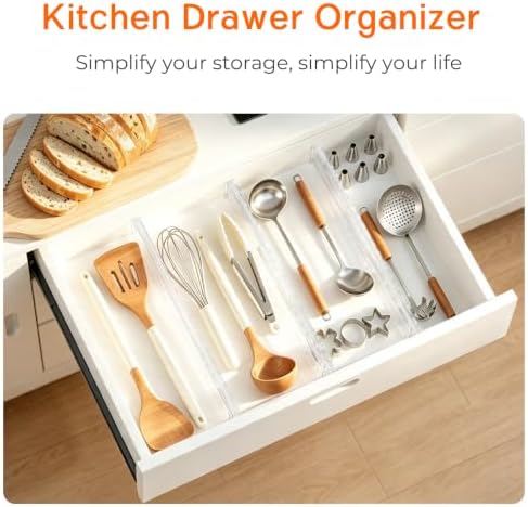 8 Pack 2.36" High Shallow Drawer Dividers, 12.5"-21.3" Expandable