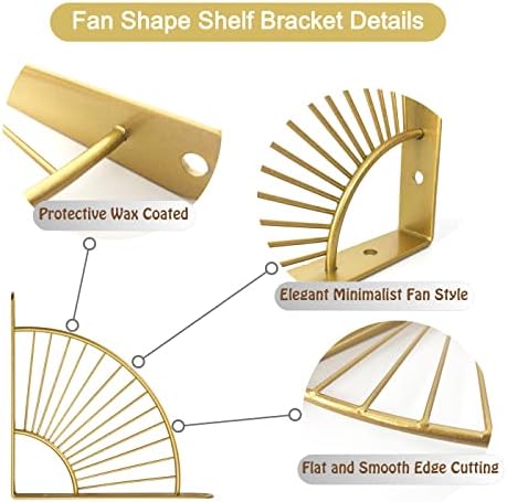 Z METNAL Decorative Shelf Brackets, Brass Metal Shelves Bracket, Wall Decor, Modern Shelving Bracket for DIY Floating Sh