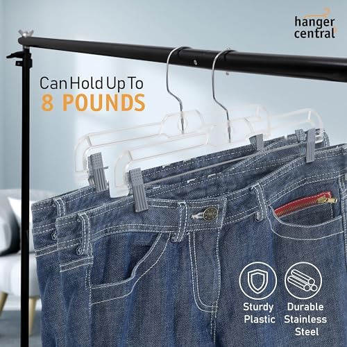14 Inch Clear Pants Hangers, 12 Pack