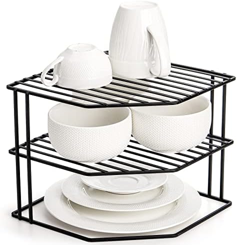 Frcctre 3-Tier Kitchen Corner Shelf Rack Counter and Cabinet Organizer, 9x9x7.5 Inch Metal Wire Kitchen Counter Pantry C