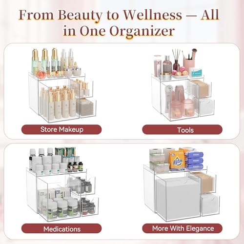 Acrylic Face Towel Holder with Drawers, Disposable Facial Towel Holder