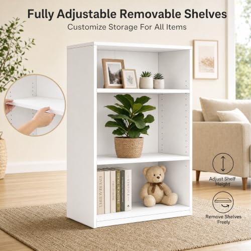 WannabeMyself【Easy Assembly】 Open Display 3-Tier Bookshelf,Storage Organizer,Bookcase for Living Room, Bedroom, Home Off