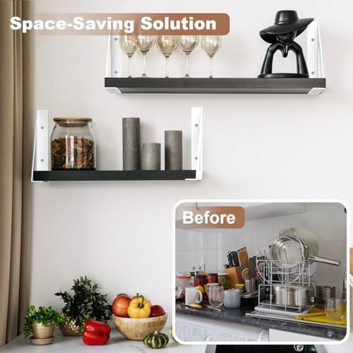 8 Inch Shelf Brackets,White Shelf Bracket Heavy Duty for Shelves,4 Pack