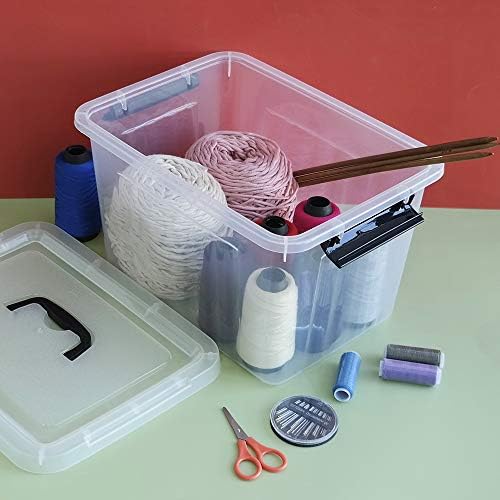 10 L Clear Plastic Latching Box, Storage Bin with Lids, 4-Pack