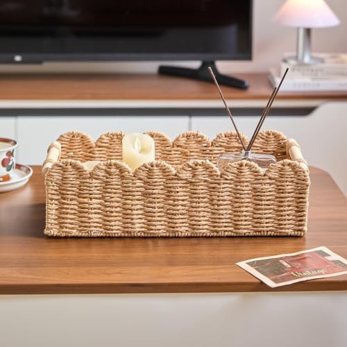 Toilet Paper Basket Set of 3, Wicker Decorative Basket for Shelves, Neutral
