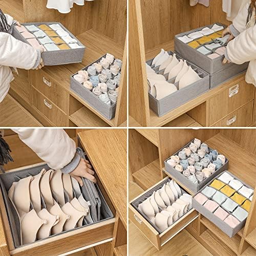 Kaxich Bra Underwear Drawer Organisers, Collapsible Closet Dividers Wardrobe Storage Organiser Foldable Underwear Organi
