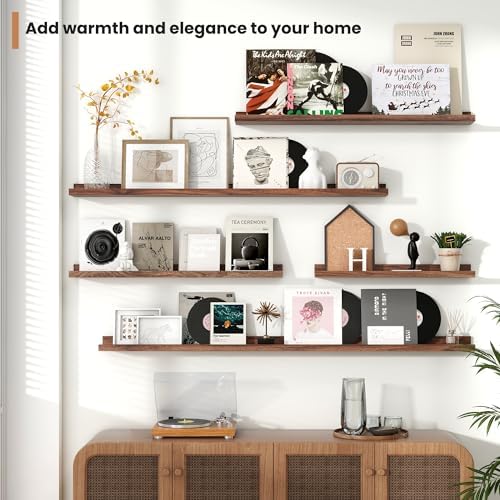 Fun Memories Picture Ledge Shelf, 48 Inch Floating Shelves Set of 2, Large Nursery Book Shelves for Kids, Wall Mounted B