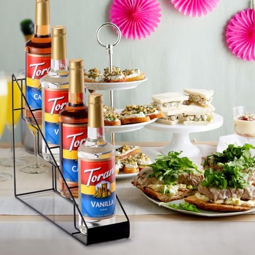kimilus Coffee Syrup Rack for Coffee Bar Accessories, Fits with Torani and Monin Syrup, Coffee Bar Organizer Holds 4 Bot