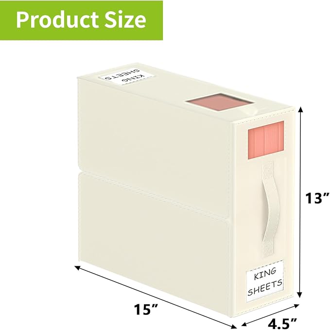 Aokeyee Foldable Bed Sheet Organizers and Storage - 4 Pack(Queen or King Size) Sheet Set Organizer for Bed Sheets,Pillowcases,Linen Closet Organizer for Bedding Clothes Towels(lvory)