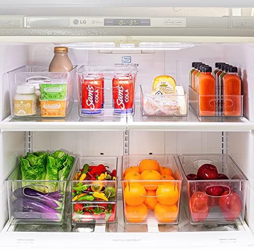 Sorbus Set of 8 Clear Fridge Organizers - Refrigerator & Pantry Bins for Organizing Food - 2 Different Sizes with Handle