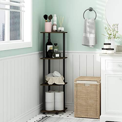 Furinno TURN-N-TUBE Corner Shelf, 4-Tier Corner Bookshelf, Display Storage Shelves with Open Shelves, for Organization a