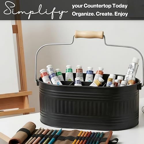 Alpha Living Home Silverware Caddy Black 4 Section Galvanized Organizer