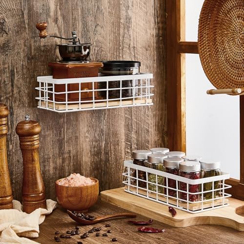 Funrous 2 Pcs Metal Small Wire Basket Wall Hanging Wire Basket Hang Small Bathroom Kitchen Storage Organizer Toilet Pape