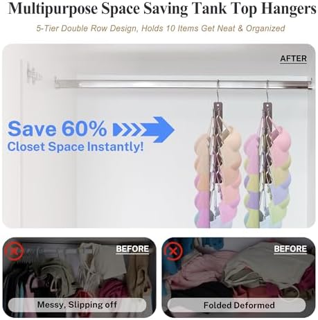 HOUSE DAY 2 Pack Tank Top Hanger Space Saving, Wooden Bra Hangers Mahogany