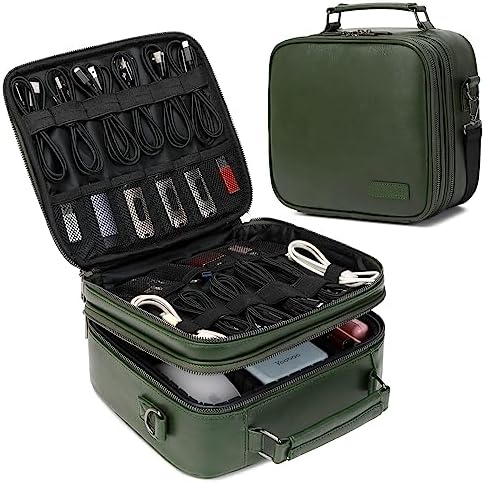 KYALOU Electronics Travel Organizer, Large Electronic Accessories Cable Case with Adjustable Dividers, Waterproof Tech S