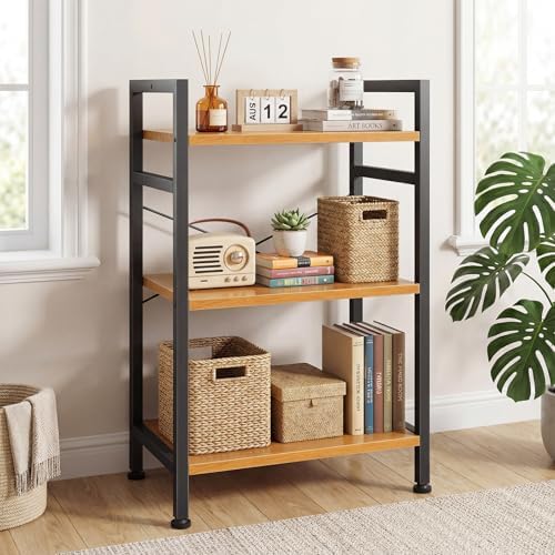 DUMOS 3 Tier Bookshelf, Home Office Bookcase Shelf Storage Organizer