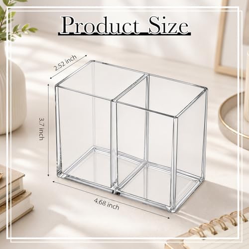 Gejoy 20 Pcs Acrylic Pencil Pen Holder for Desk, Clear 2 Compartment