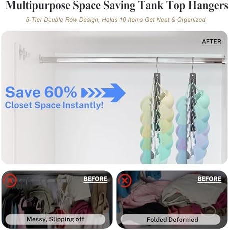 HOUSE DAY 2 Pack Tank Top Hanger Space Saving, Bra Hangers for Closet Black