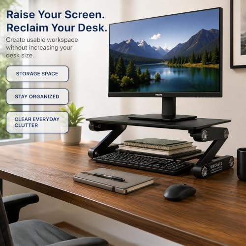 Uncaged Ergonomics WorkEZ Adjustable Monitor Stand Riser for Desk, Black