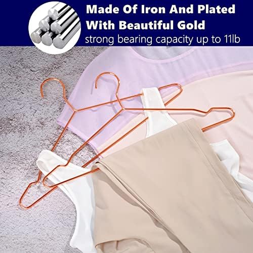 Amber Home 20 Pack Rose Gold Strong Metal Hangers, Copper Clothes Hangers