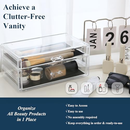 Sea Team Stackable Clear Acrylic Makeup Organizer with Drawers for Vanity