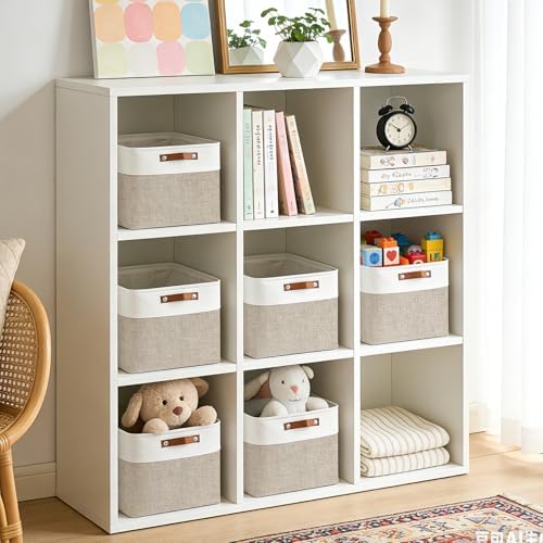 Bagnizer Collapsible Fabric Storage Cubes 11x11 Cube Storage Bins, 4 Pack Closet Baskets Box with Handles for Organizing