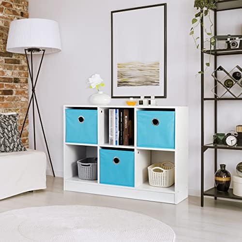 ZenStyle Storage Shelf Organizer, Wooden Bookshelf System Display Cube Shelves Compartments, Customizable W/ 5 Removable
