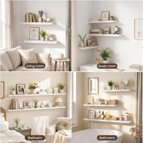 32 Inch Floating Shelves for Wall 2 Pack, Wood Wall Bathroom Shelves
