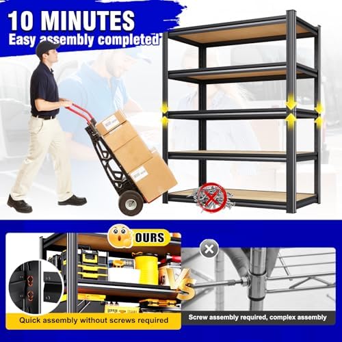 Garage Shelving,3 Tier Garage Storage Shelves,Adjustable Heavy Duty Metal Shelving Units and Storage Large Rack,Utility 
