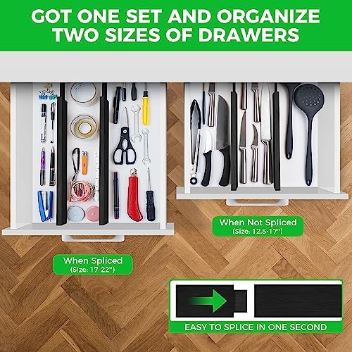 4 Pack Bamboo Drawer Dividers Organizer with Inserts 2.6'' High