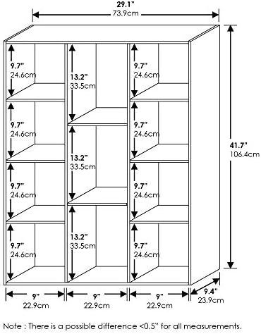 11-Cube Bookshelf, Reversible Bookcase, Book Shelf, Cube Storage Organizer, 9.4 x 29.1 x 41.7, for Home Office, Living R