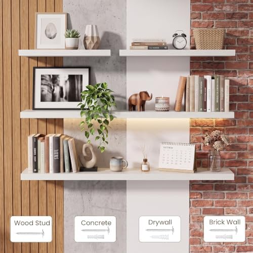 36 Inch Floating Shelves for Wall 2 Pack, Wood Wall Bathroom Shelves