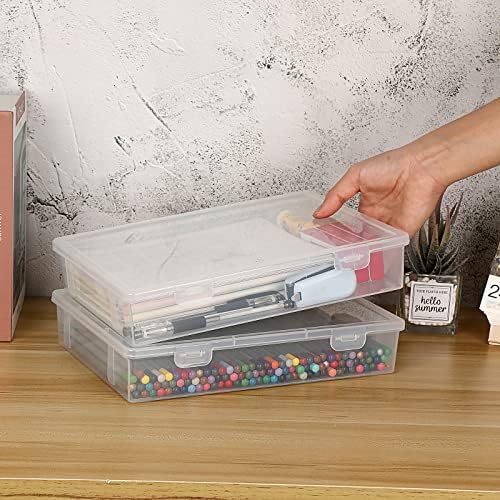 BTSKY Clear Plastic Storage Box with Flap Lid, Multipurpose Craft Organizers and Storage Box Art Supply Storage Organize