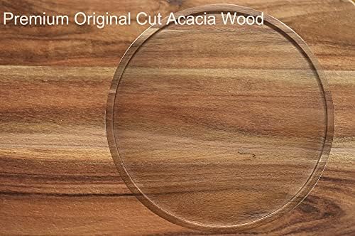 14" Two-Tier Acacia Wood Lazy Susan Organizer Kitchen Turntable for Cabinet Pantry Table Organization
