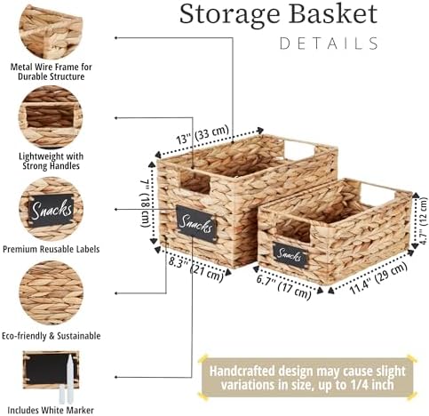 DECOMOMO Wicker Storage Baskets for Shelves, Handwoven Pantry Baskets