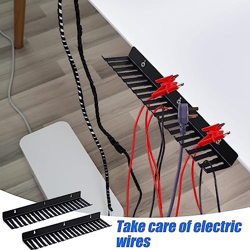 Geetery 4 Pcs Wall Mountable Cable Hanger Cord Rack Organizer Black Holder with 19 Cable Slots Width from 5.5 to 9.5mm f