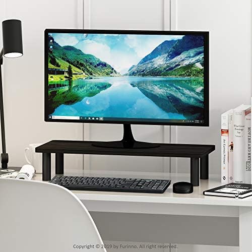 Furinno Turn-N-Tube Monitor Stand Riser, 23.6"W Rectangle Monitor Riser, Laptop Stand for Desk, Office Desk Accessories,