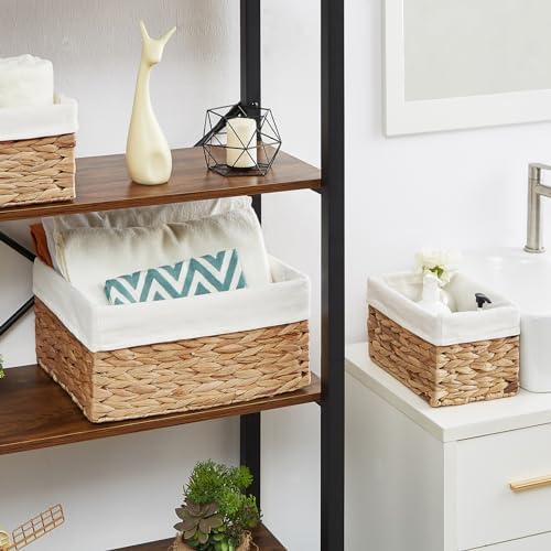 Vagusicc Wicker Basket, 3-Pack Water Hyacinth Wicker Storage Basket with Handles, Storage Baskets for Organizing, Large 