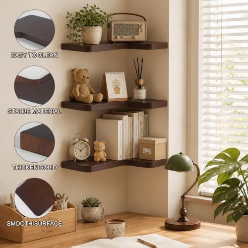 Floating Corner Shelves Solid Pinewood Wall Mounted Shelf