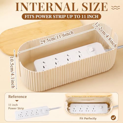 2 Pcs Cable Management Box, Fits Most Power Sockets, 11.8x5.1x4.3 in