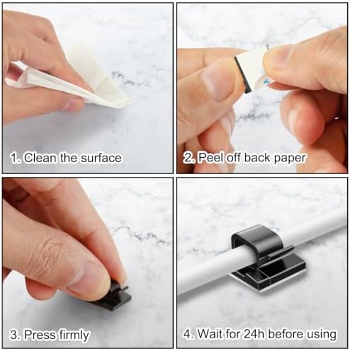 65 Pcs Cable Clips, Adhesive Cable Organizer Cord Holder Wire Clip Wire Management Self Adhesive Hooks Wire Holder for O