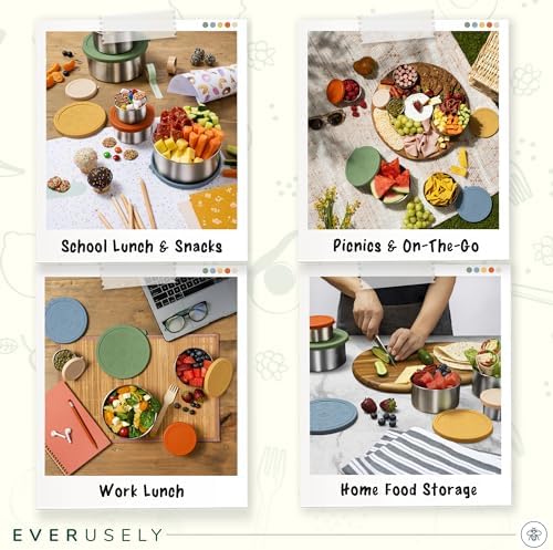 Stainless Steel Food Containers, Metal Lunch Boxes, Set of 5, Muted