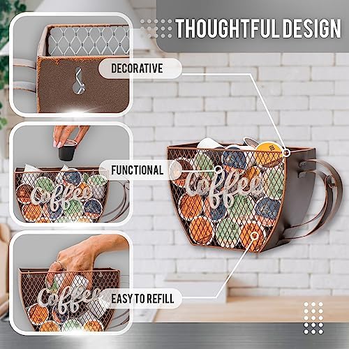 Made Easy Kit Coffee Pod Organizer - Home Coffee Bar Functional Décor - Café Station Countertop Storage Accessories (Cof