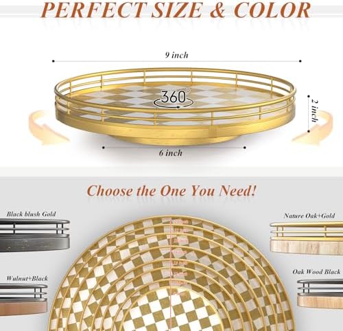 9-Inch Gold Lazy Susan Spice Organizer with Guard Rail